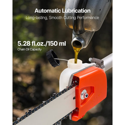 Gas Pole Saw 25CC 2-Stroke Cordless Tree Trimmer 30.5 cm Cutting Bar