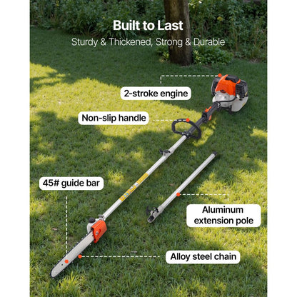 Gas Pole Saw 52CC 2-Stroke Cordless Tree Trimmer 35.6 cm Cutting Bar