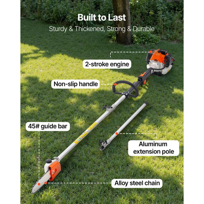 Gas Pole Saw 25CC 2-Stroke Cordless Tree Trimmer 20.3 cm Cutting Bar