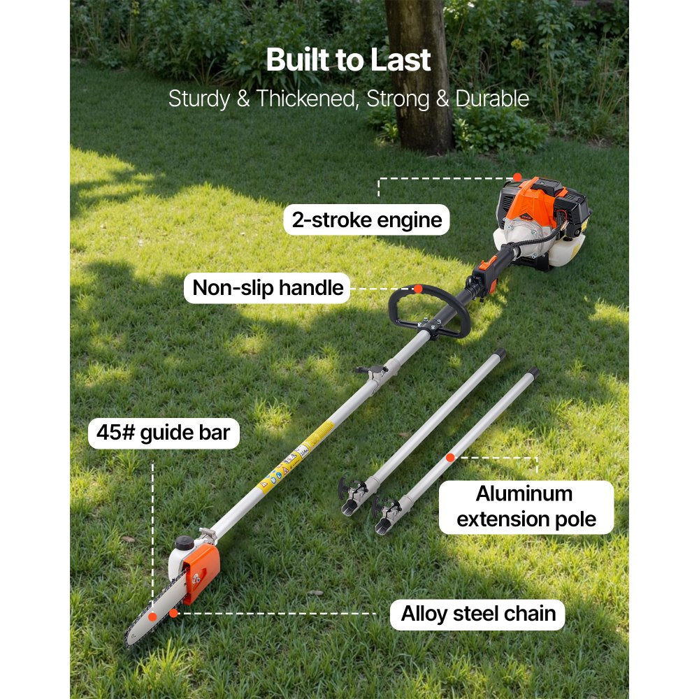 Gas Pole Saw 33CC 2-Stroke Cordless Tree Trimmer 20.3 cm Cutting Bar