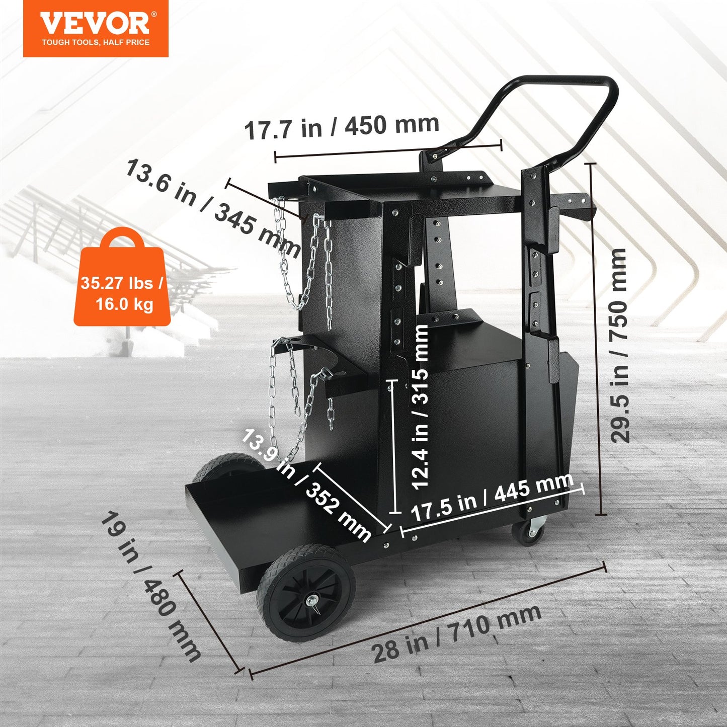 VEVOR Welding Cart, 2-Tier Heavy Duty Welder Cart with Anti-Theft Lockable Cabinet,