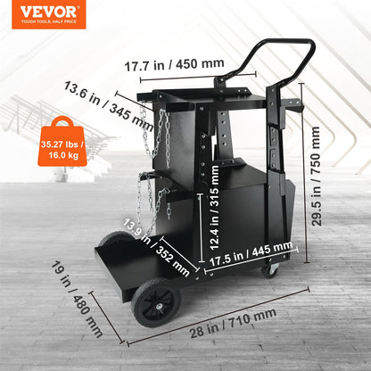 VEVOR Welding Cart, 2-Tier Heavy Duty Welder Cart with Anti-Theft Lockable Cabinet,