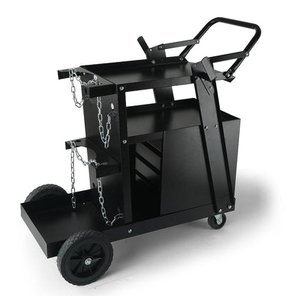2-Tier Welding Cart with 4 Drawers, 120 kg Capacity, Swivel Wheels & Tank Storage