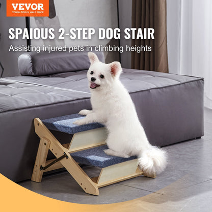 Foldable Wooden Pet Stairs & Ramp for Beds and Sofas, Supports Up to 50 kg