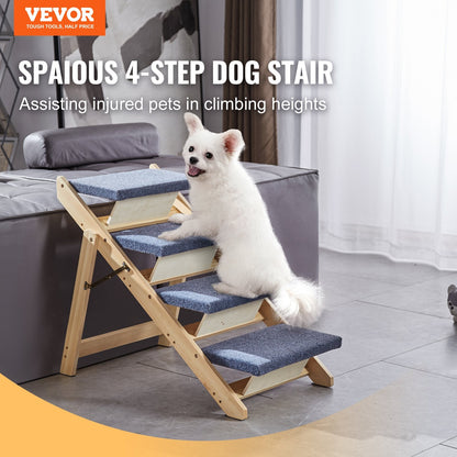 2-in-1 Foldable Wooden Pet Stairs & Ramp for Beds, Sofas, and Cars, 68 kg Capacity