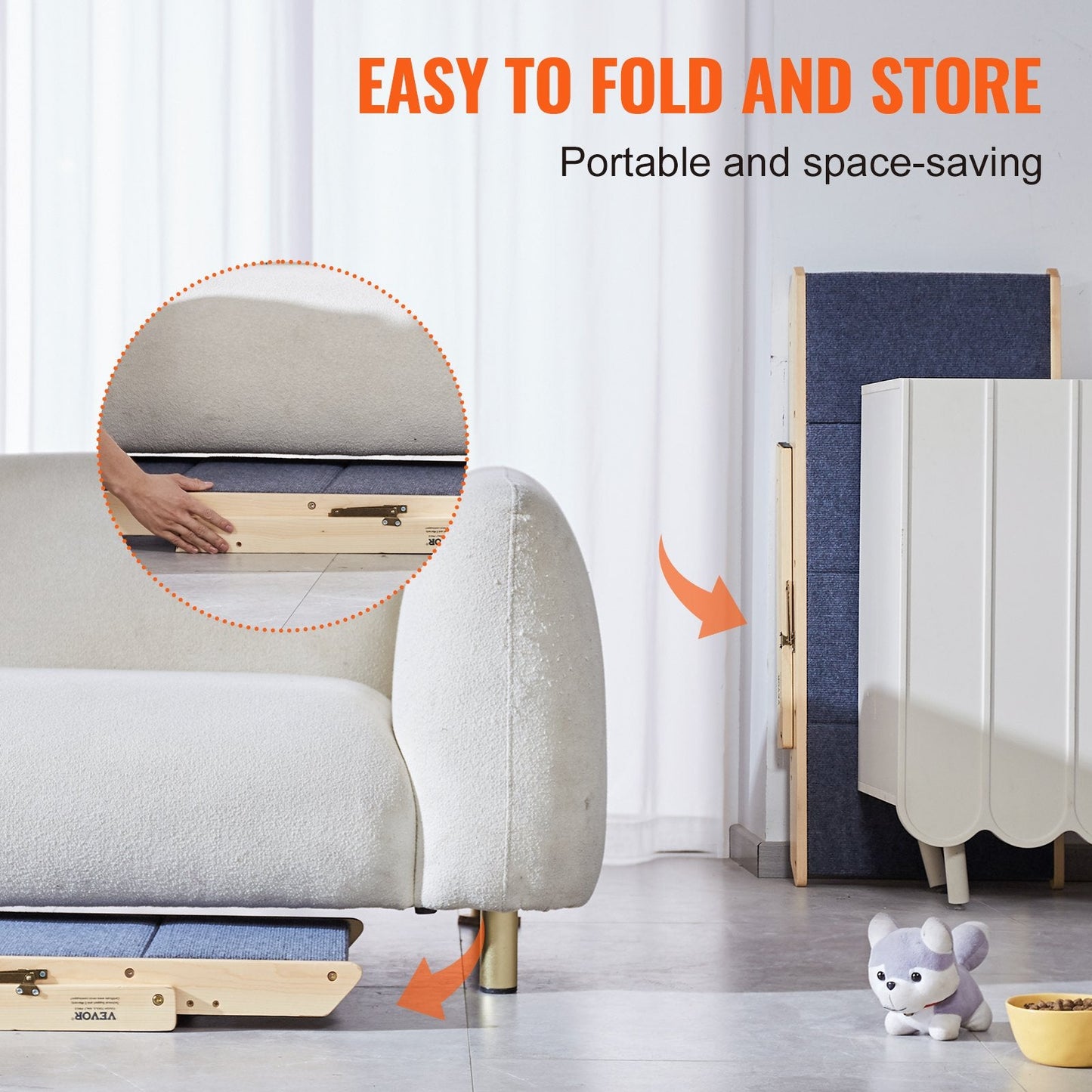 2-in-1 Foldable Wooden Pet Stairs & Ramp for Beds, Sofas, and Cars, 68 kg Capacity