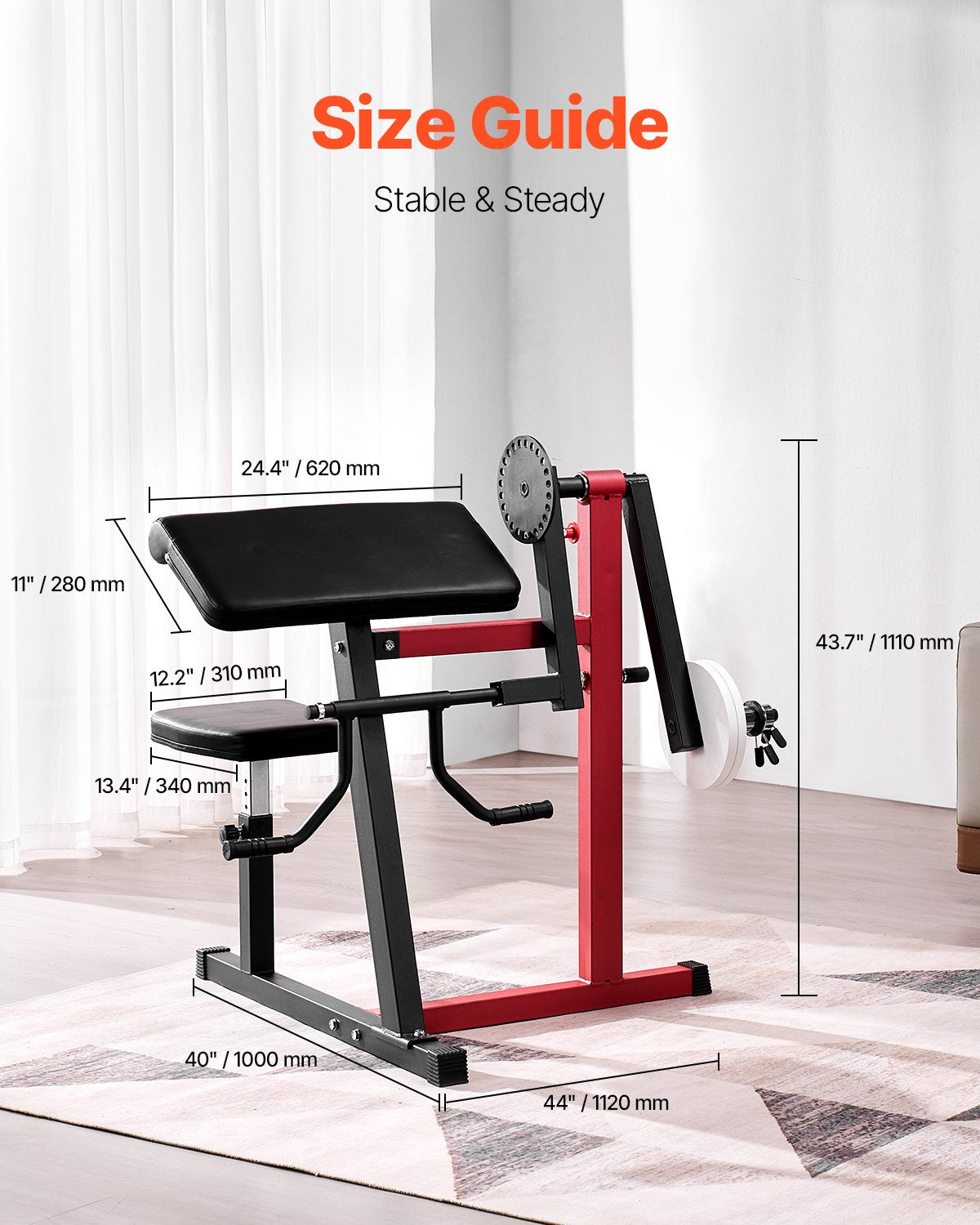 VEVOR 2 in 1 Preacher Curl Bench Bicep Curls and Triceps Extension Machine