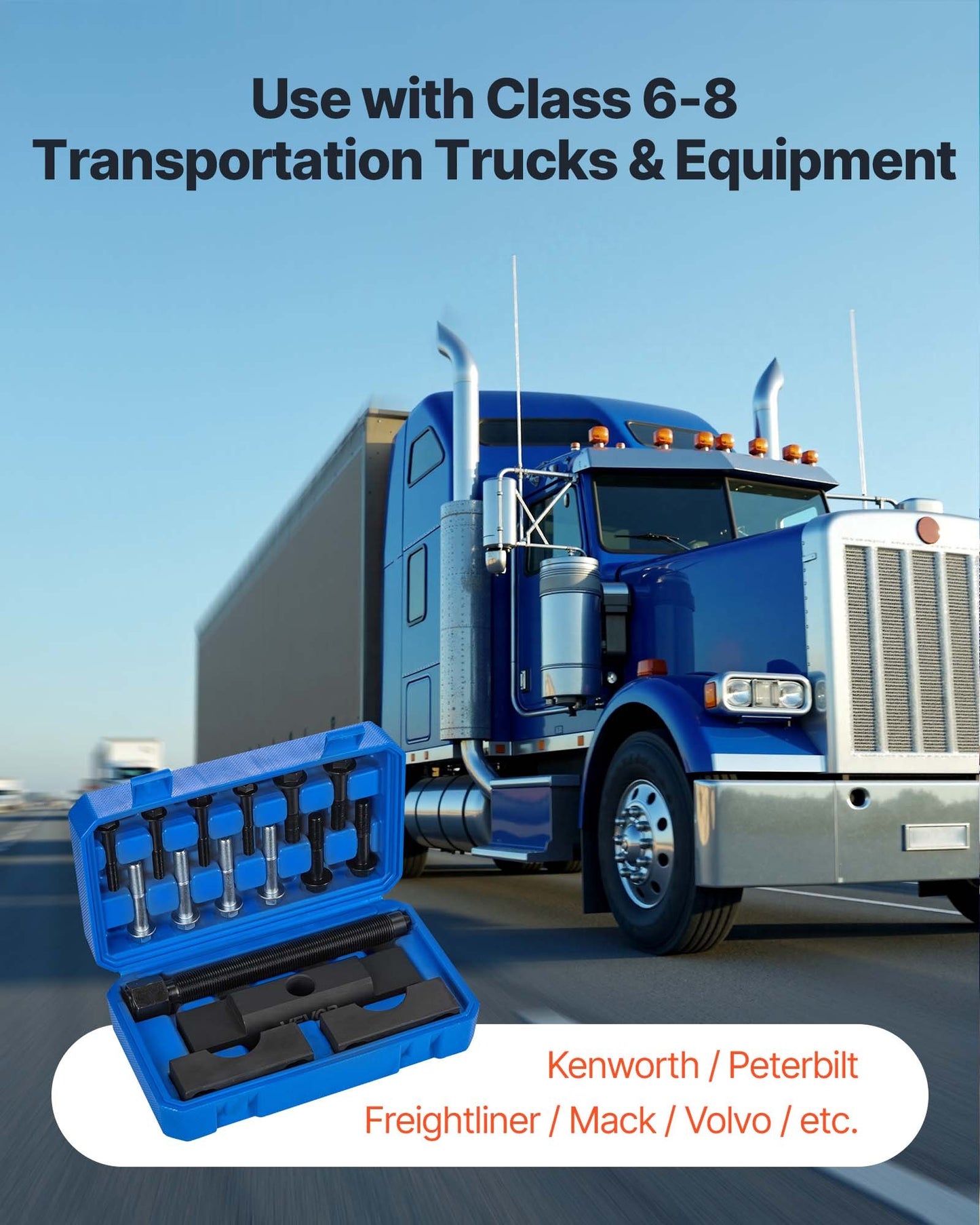 Yoke Puller, Made for Class 6-8 Transportation Trucks and Equipment, Heavy Duty Yoke Removal Tool Kit, Automotive Yoke Puller Kit Compatible with Kenworth, Peterbilt, Freightliner, Mack, Volvo