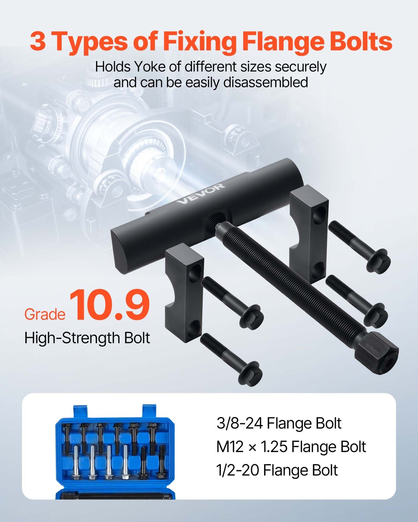 Yoke Puller, Made for Class 6-8 Transportation Trucks and Equipment, Heavy Duty Yoke Removal Tool Kit, Automotive Yoke Puller Kit Compatible with Kenworth, Peterbilt, Freightliner, Mack, Volvo