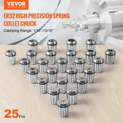 25-Piece ER32 Collet Set: 1.5mm-20.6mm Range for CNC & Milling Machines