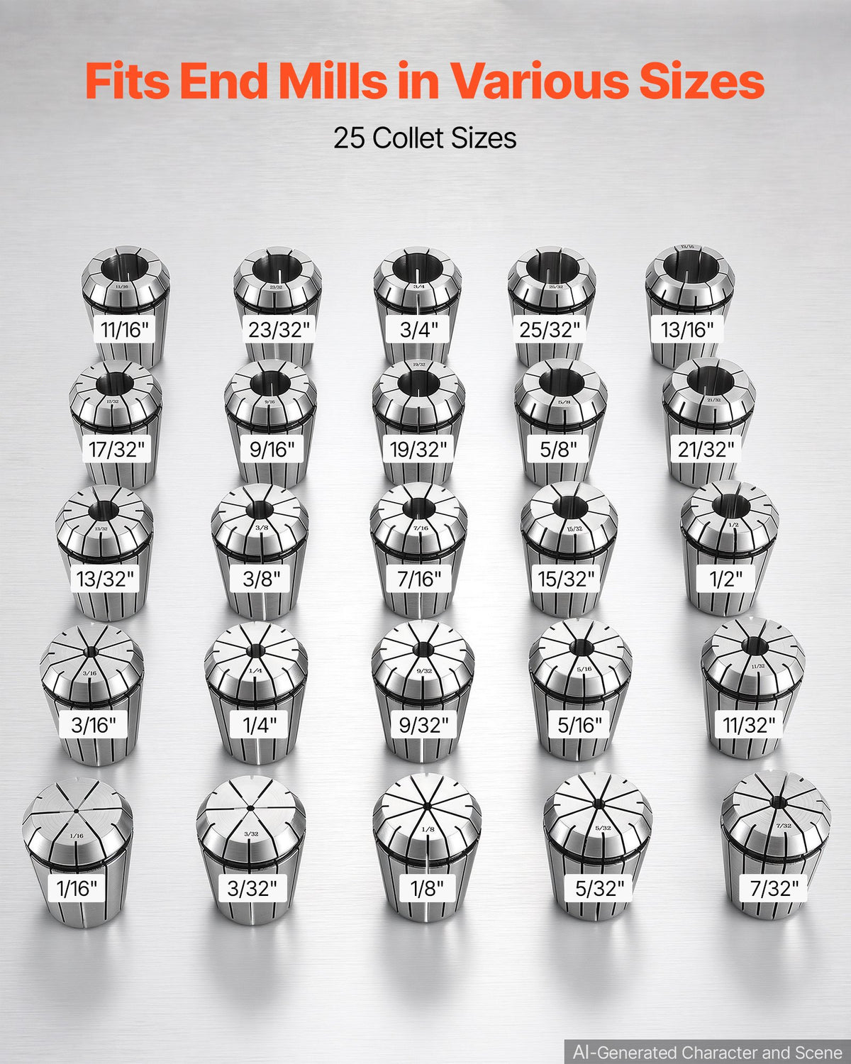 ER32 Collet Set 1/16"-13/16" 25 Piece ER32 Spring Collet Chuck Set, for Milling Machines & Drill Presses, 0.0008" TIR High Concentricity, Precision Lathe Chuck Tool with Storage Box, Alloy Steel
