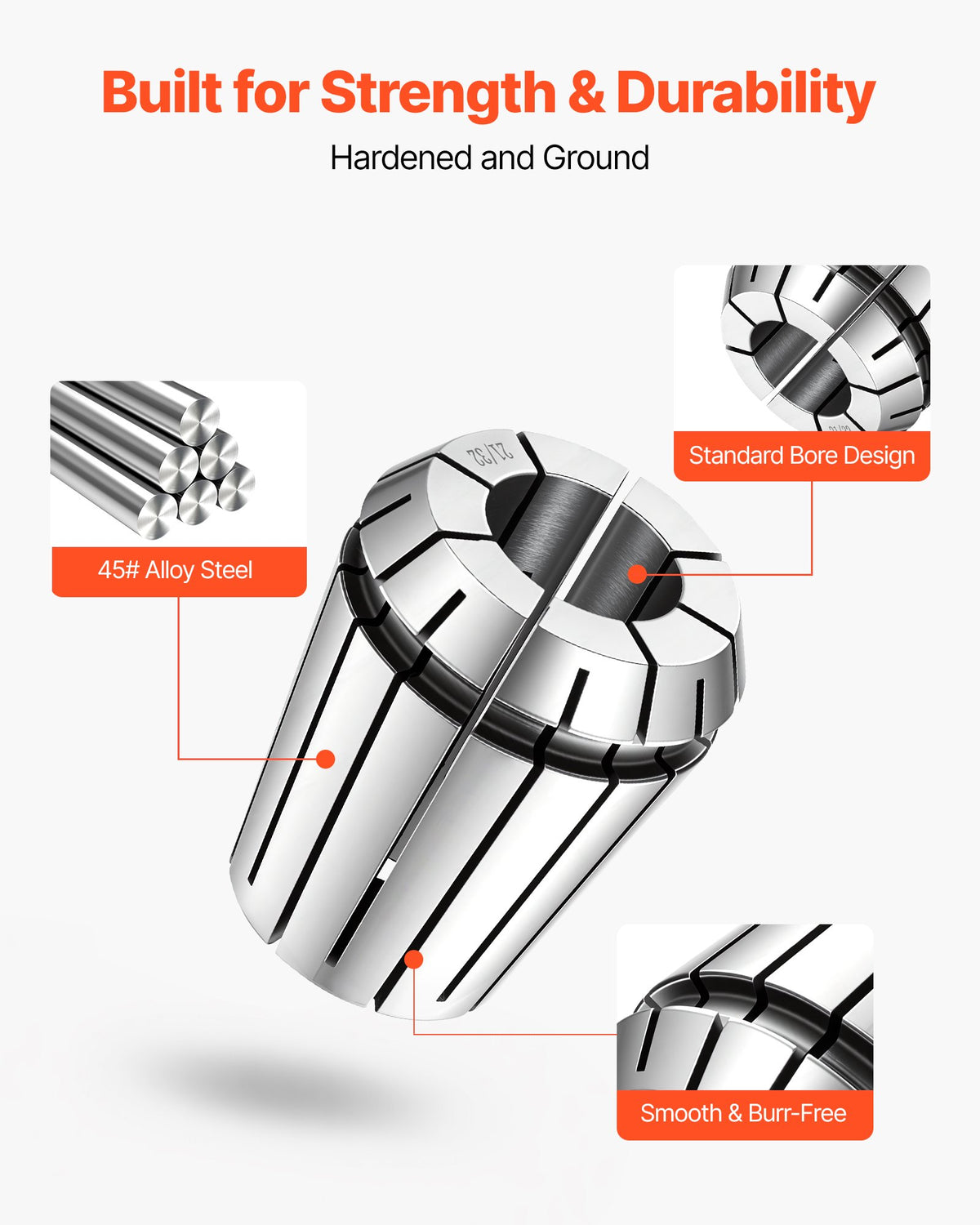 ER32 Collet Set 1/16"-13/16" 25 Piece ER32 Spring Collet Chuck Set, for Milling Machines & Drill Presses, 0.0008" TIR High Concentricity, Precision Lathe Chuck Tool with Storage Box, Alloy Steel