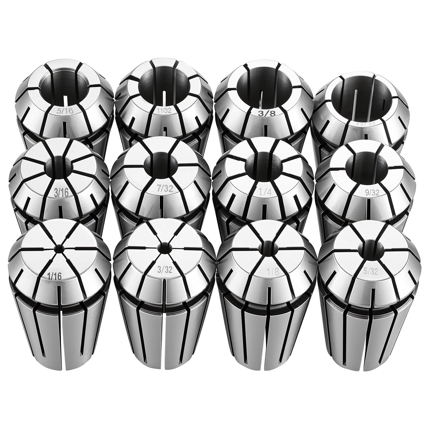 ER16 Collet Set 1/16"-13/32" 12 Piece ER16 Spring Collet Chuck Set, for CNC Milling Machines & Drill Presses, 0.0008" TIR High Concentricity, Lathe Chuck Tool with Storage Case, Alloy Steel