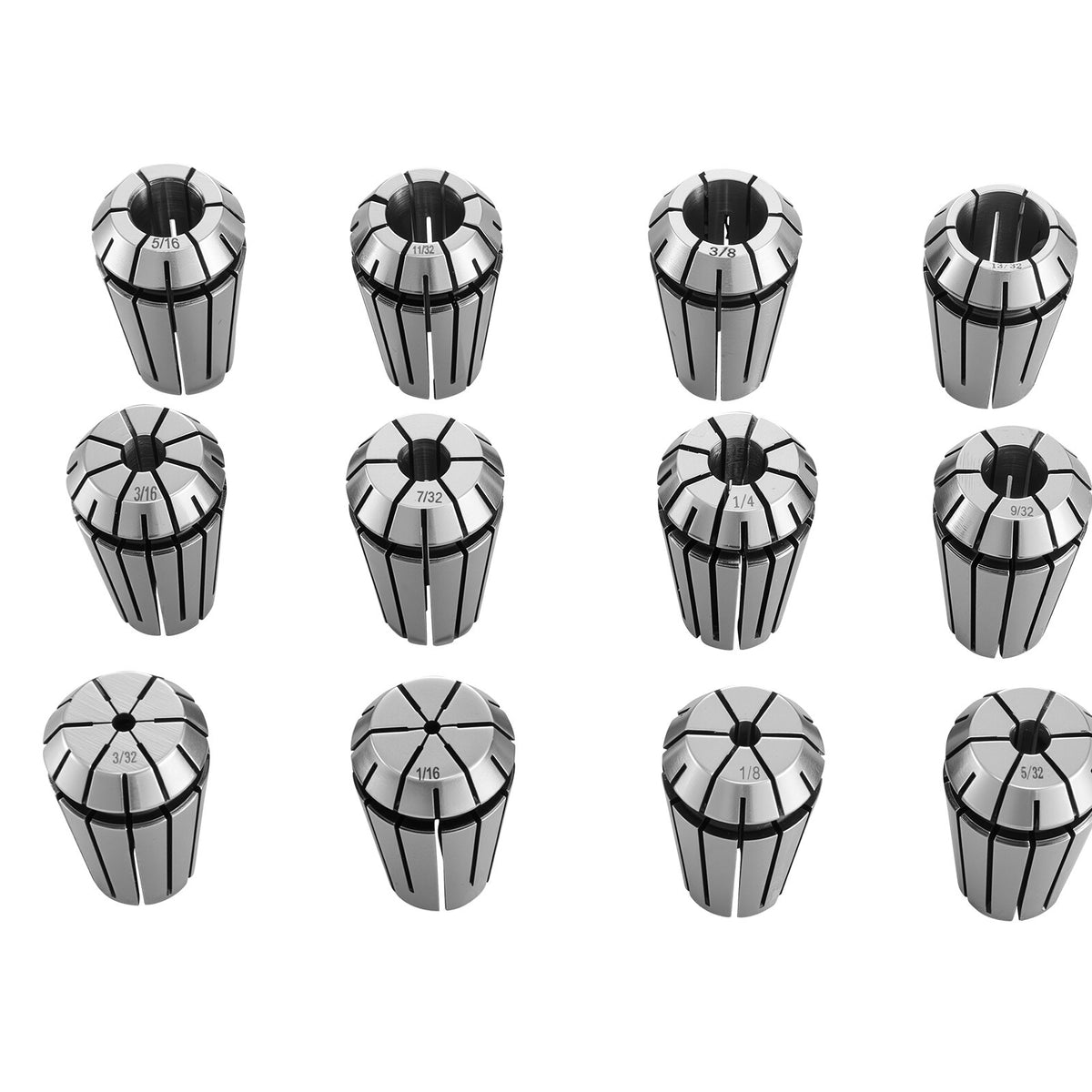 ER16 Collet Set 1/16"-13/32" 12 Piece ER16 Spring Collet Chuck Set, for CNC Milling Machines & Drill Presses, 0.0008" TIR High Concentricity, Lathe Chuck Tool with Storage Case, Alloy Steel