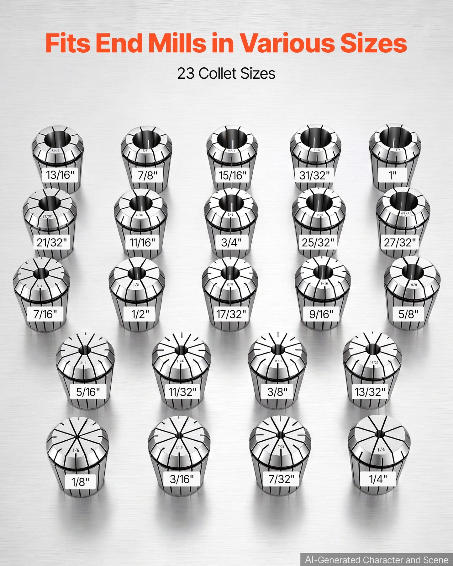ER40 Collet Set 1/8"-1" 23 Piece ER40 Spring Collet Chuck Set, for CNC Milling Machines & Drill Presses, 0.0006" TIR High Concentricity, Precision Lathe Chuck Tool with Storage Case, Alloy Steel