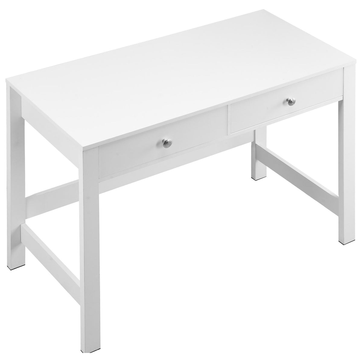 Small Desk with Drawers, Kids Desk for Bedroom, Modern Simple Study Table for Drawing, Reading, Writing, Rectangle MDF Furniture Study Storage Table for Home, Office, White