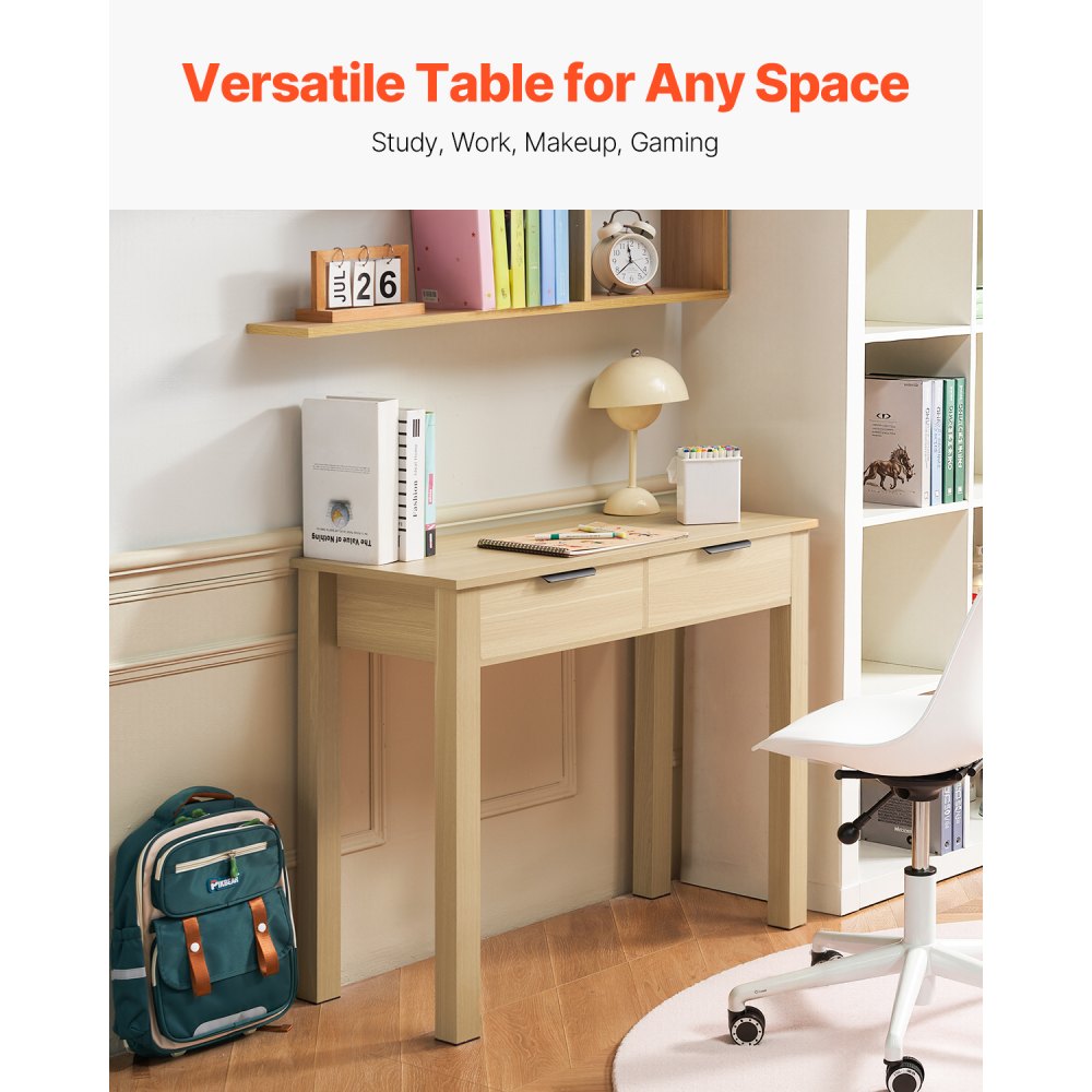 VEVOR Small Desk with Drawer Kids Desk for Bedroom Simple Study Table Light Wood
