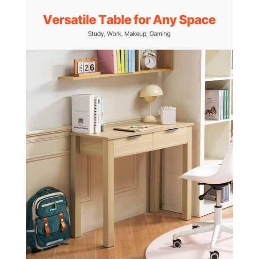 VEVOR Small Desk with Drawer Kids Desk for Bedroom Simple Study Table Light Wood