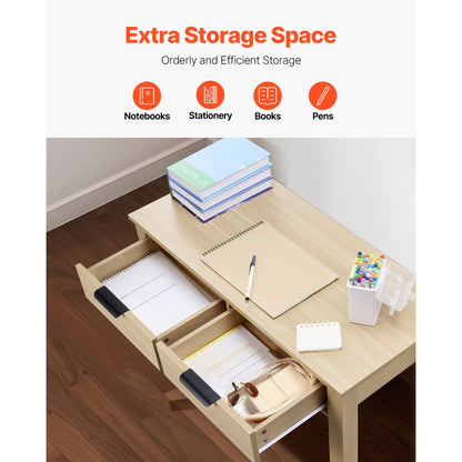 VEVOR Small Desk with Drawer Kids Desk for Bedroom Simple Study Table Light Wood