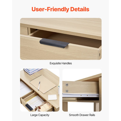 VEVOR Small Desk with Drawer Kids Desk for Bedroom Simple Study Table Light Wood