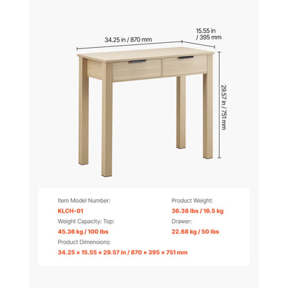 VEVOR Small Desk with Drawer Kids Desk for Bedroom Simple Study Table Light Wood