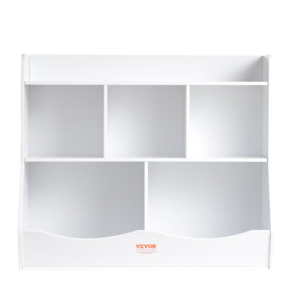 VEVOR Wood Kid Storage Cubby, Toy Storage Organizer with Bookshelf, 5-Cubby Wood