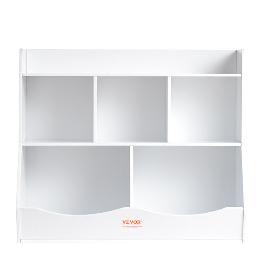 VEVOR Wood Kid Storage Cubby, Toy Storage Organizer with Bookshelf, 5-Cubby Wood