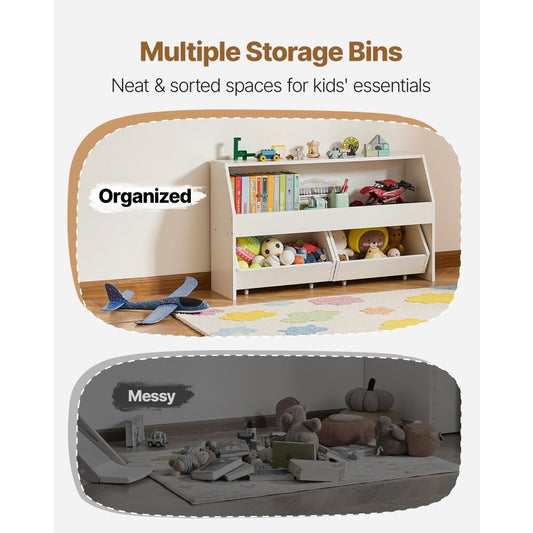 Toy Storage Organizer Wooden Bookshelf with 3 Section Cubbies Drawers