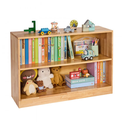 Toy Storage Organizer 2-Tier Cabinet 2 Section Cubbies Home School Brown