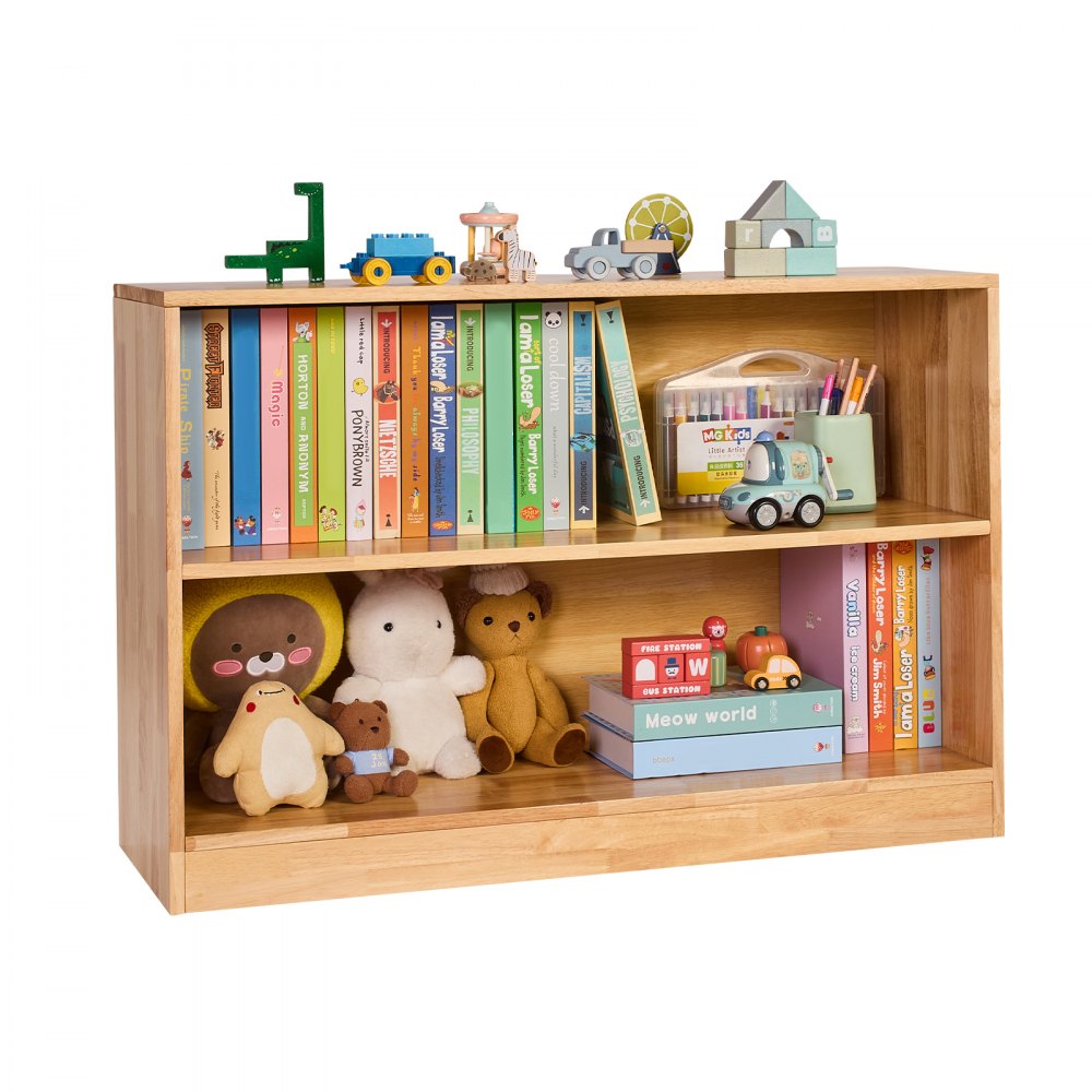 Toy Storage Organizer 2-Tier Cabinet 2 Section Cubbies Home School Brown