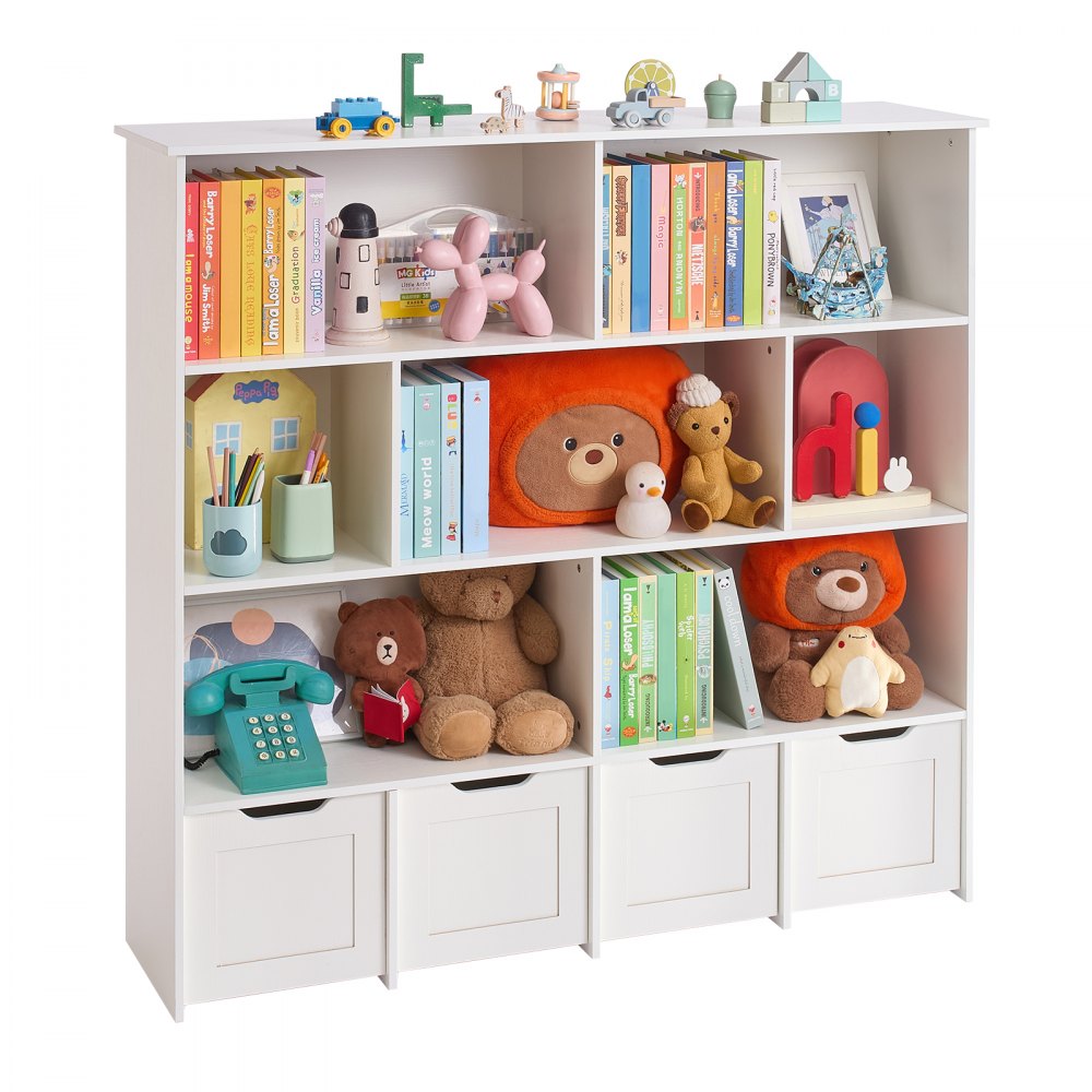 Toy Storage Organizer 3-Tier Wooden Cabinet 11 Section Cubbies with Drawer