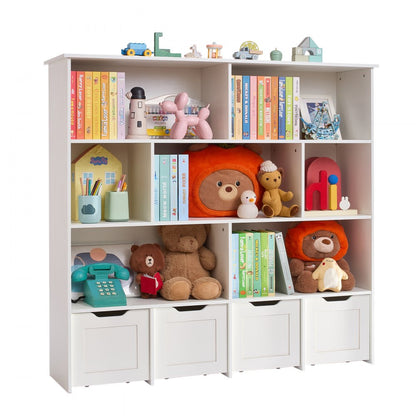 Toy Storage Organizer 3-Tier Wooden Cabinet 11 Section Cubbies with Drawer