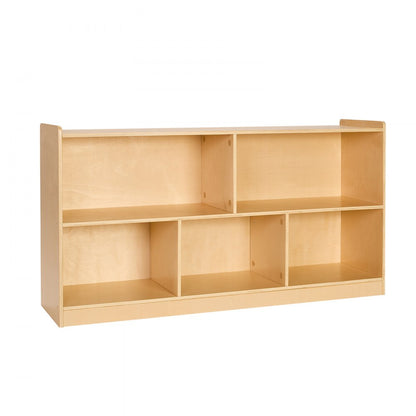 Toy Storage Organizer 2-Tier Cabinet 5 Section Cubbies Home School Brown