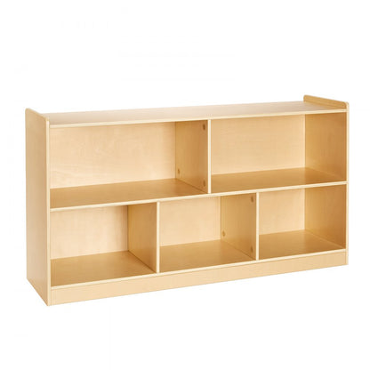Toy Storage Organizer 2-Tier Cabinet 5 Section Cubbies Home School Brown