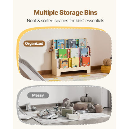 Kids Bookshelf 3-Tier Scalloped Wooden Front Facing Montessori Bookcase
