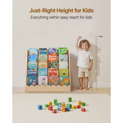 Kids Bookshelf 5-Tier Scalloped Wooden Front Facing Montessori Bookcase