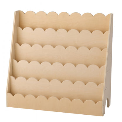 Kids Bookshelf 5-Tier Scalloped Wooden Front Facing Montessori Bookcase