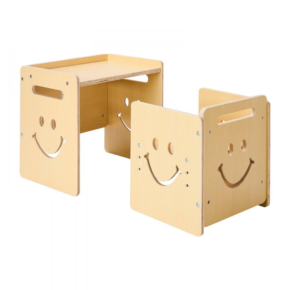 VEVOR Weaning Table and Chair Set Montessori Toddler Desk with Blackboard Wood