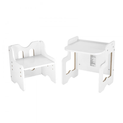 VEVOR Weaning Table and Chair Set Montessori Toddler Desk with Blackboard White