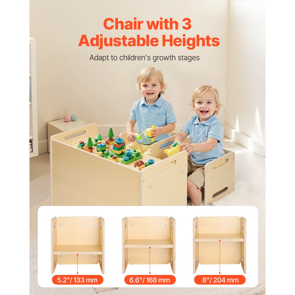VEVOR Weaning Table and Chair Set Montessori Toddler Desk with 2 Chairs Wood
