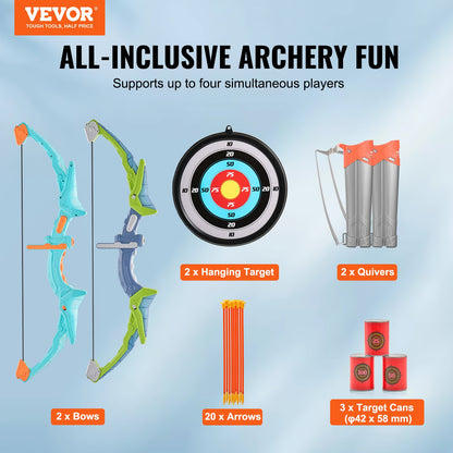 VEVOR Bow and Arrow Set for Kids, 2 Pack LED Light Up Archery Set with 20 Suction