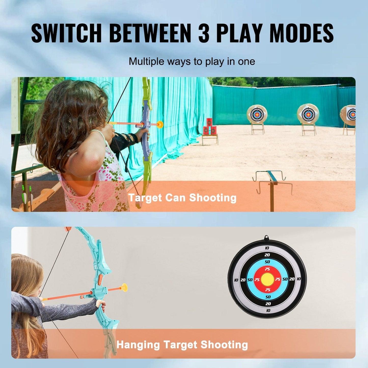Kids LED Archery Set: 2 Pack with Suction Arrows, Targets, and Quivers