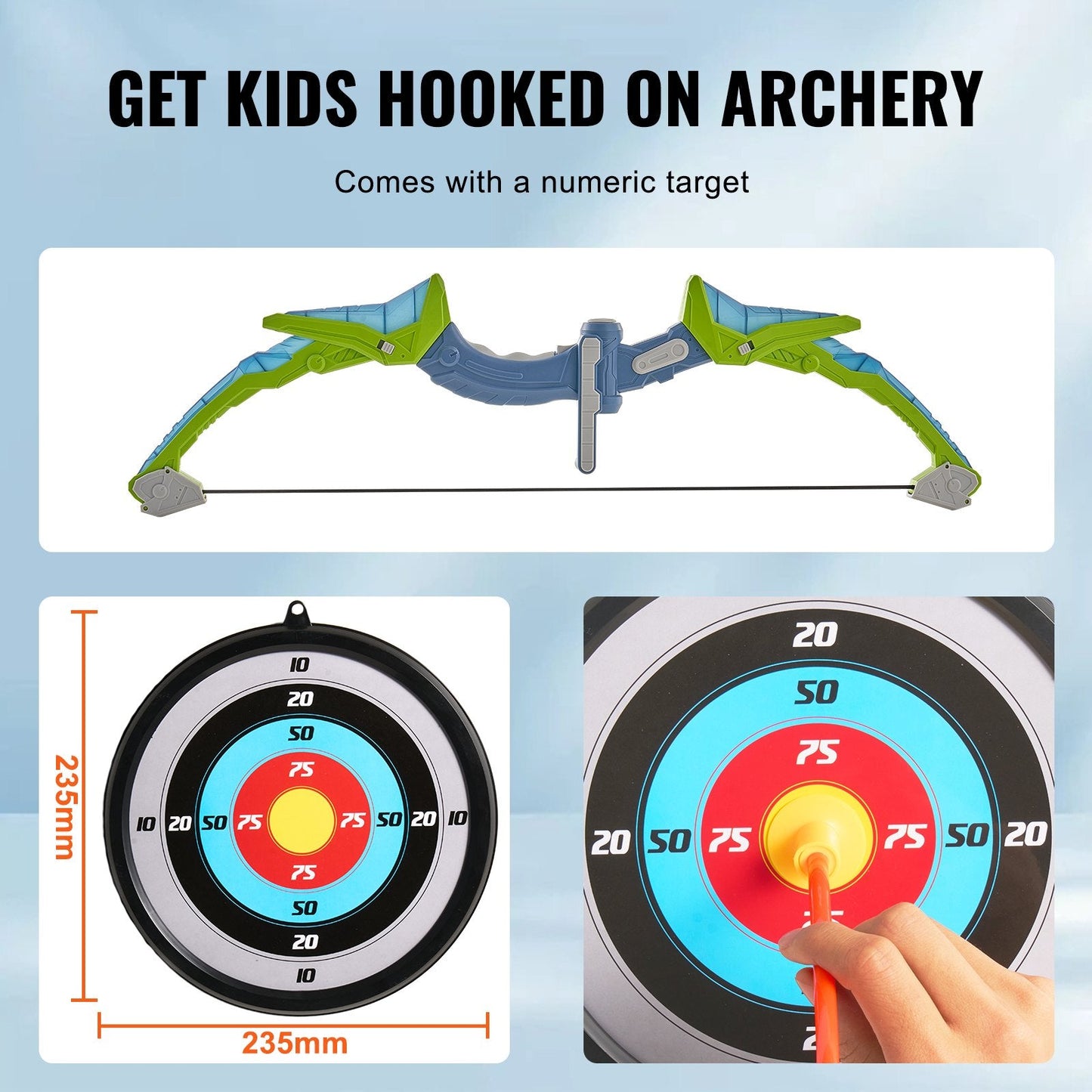 Kids LED Archery Set: 2 Pack with Suction Arrows, Targets, and Quivers
