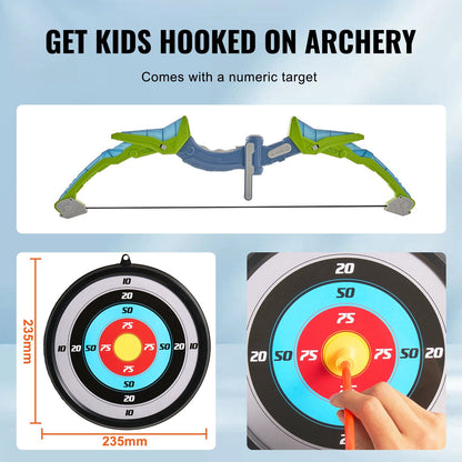 Kids LED Archery Set: 2 Pack with Suction Arrows, Targets, and Quivers
