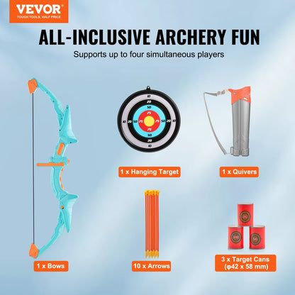 Kids LED Archery Kit with 10 Arrows and Target - 0.5 kg, 61-66 cm Bow