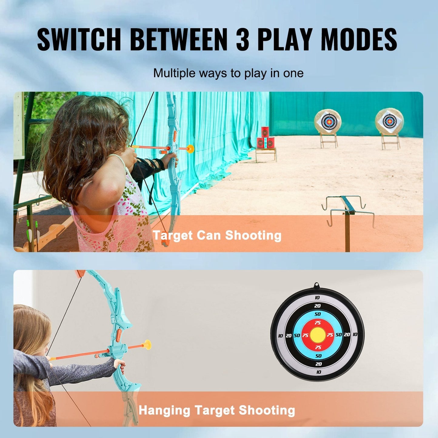 Kids LED Archery Kit with 10 Arrows and Target - 0.5 kg, 61-66 cm Bow