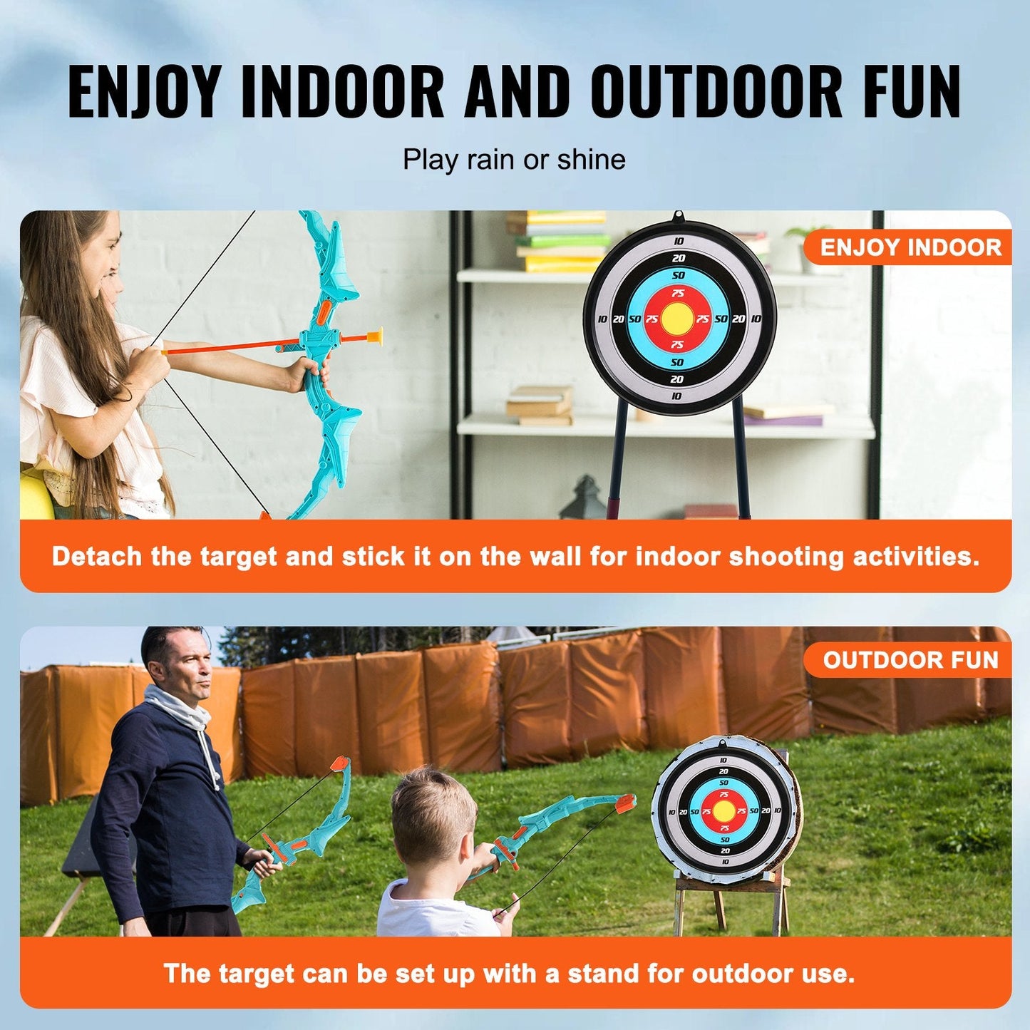 Kids LED Archery Kit with 10 Arrows and Target - 0.5 kg, 61-66 cm Bow