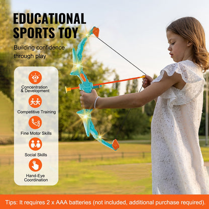Kids LED Archery Kit with 10 Arrows and Target - 0.5 kg, 61-66 cm Bow