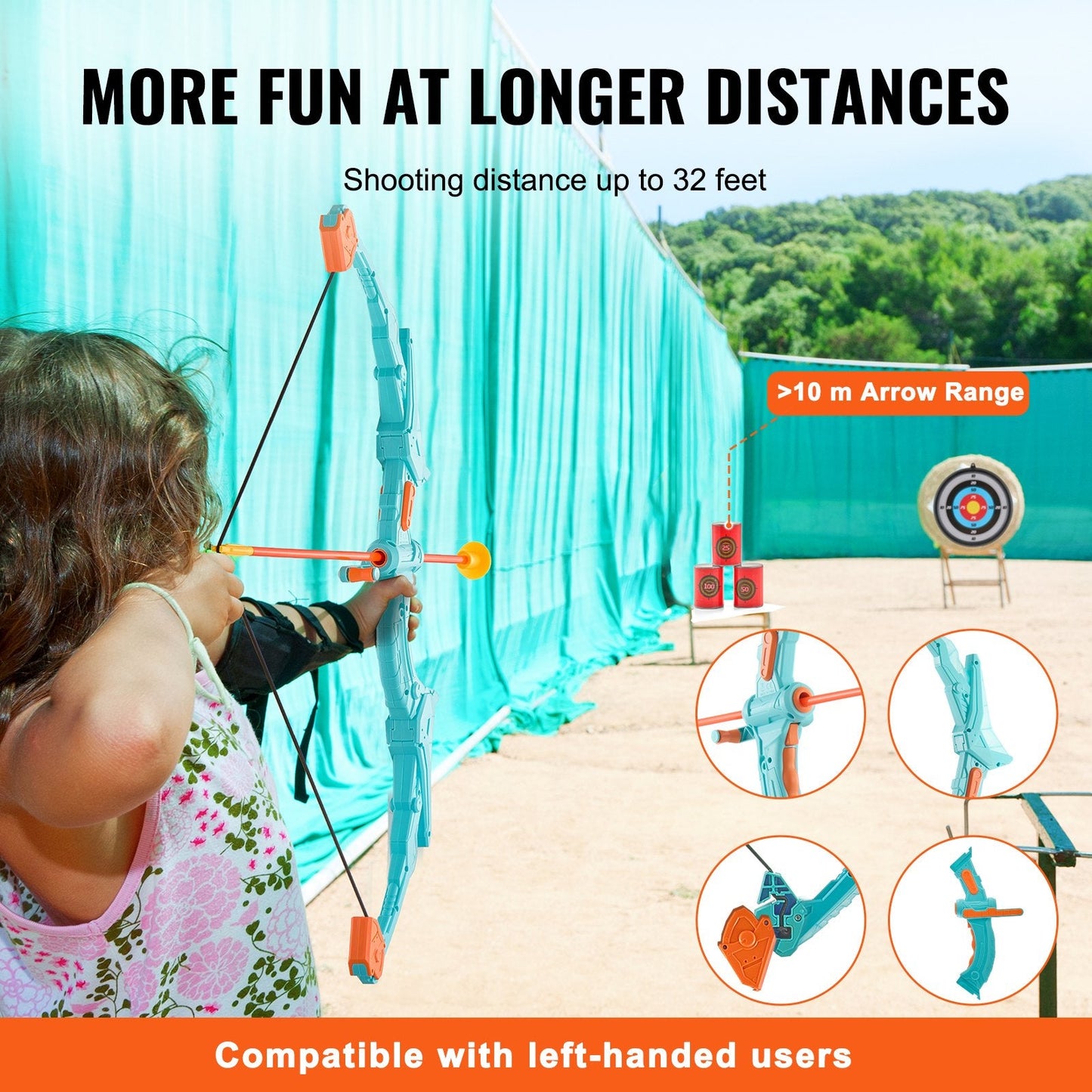 Kids' LED Archery Set with Target & 10 Suction Arrows, Ages 6+ (0.89 kg)