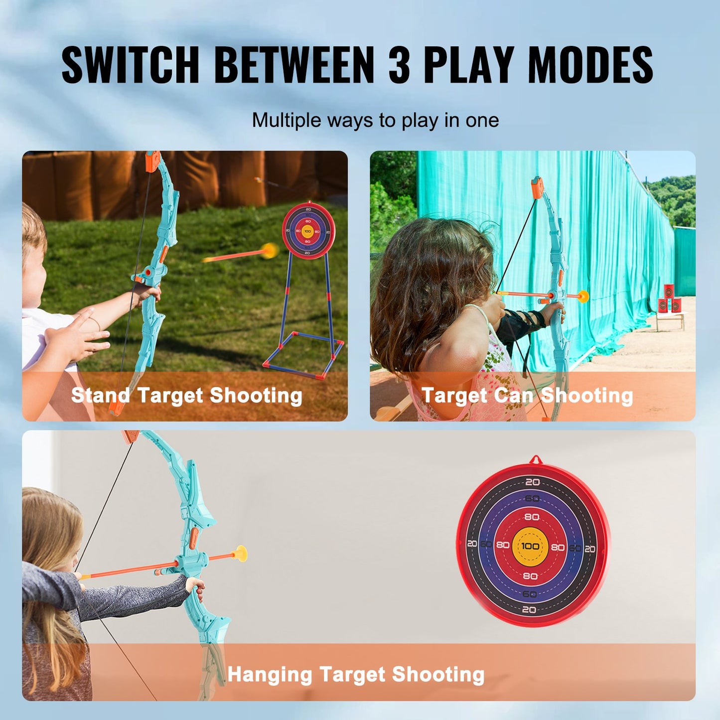 VEVOR Bow and Arrow Set for Kids, LED Light Up Archery Set with 10 Suction Cup Arrows,